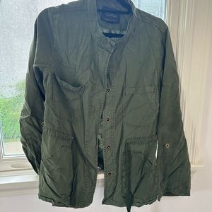 sanctuary tencel draw waist green jacket, size L.